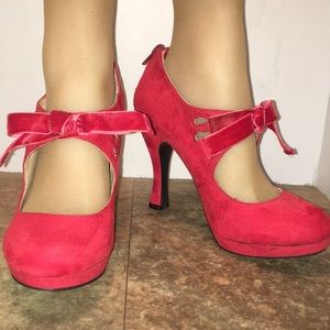Bongo Red Bow platform heels sz 7